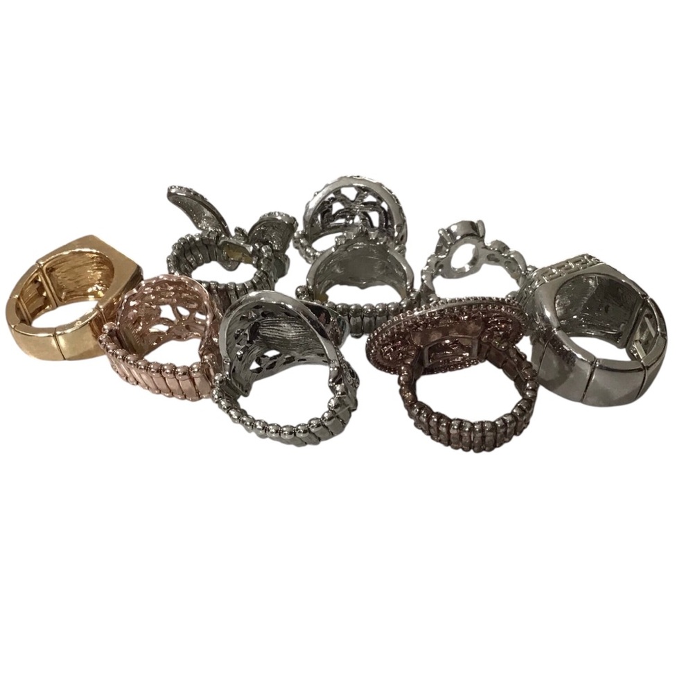 9 Stretch Statement Ring Bundle Adjustable - image 2